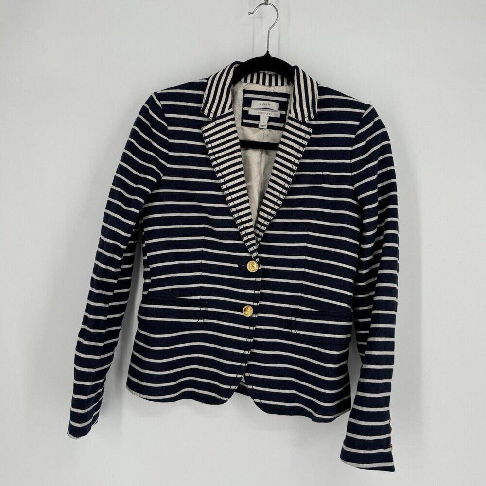 J. Crew Navy and White Striped Blazer